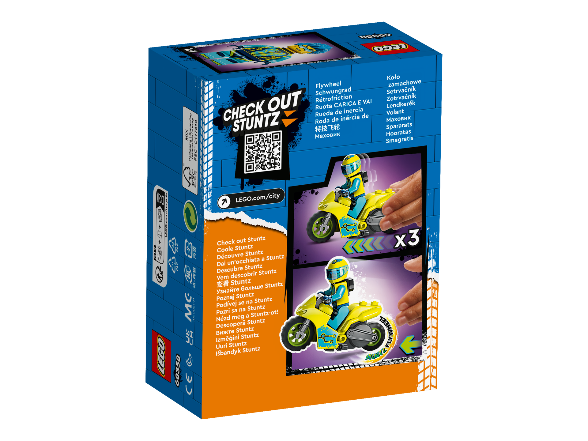 LEGO® City - Motocicleta de cascadorie cibernetica 60358, 13 piese