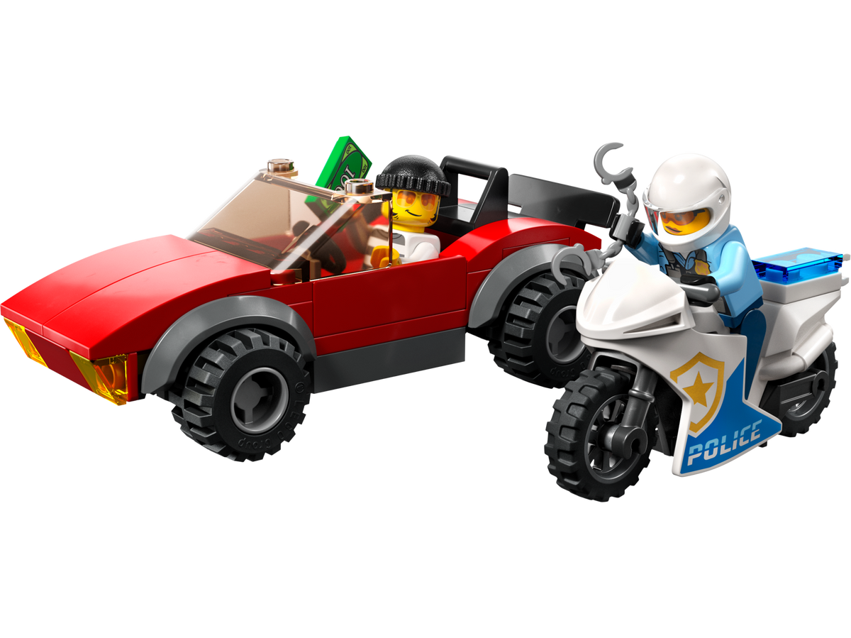 LEGO® City - Politist pe motocicleta in urmarirea unei masini 60392, 59 piese