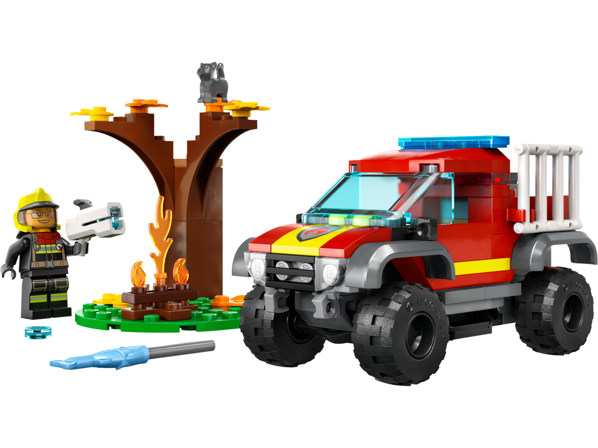 LEGO® City - Salvare cu masina de pompieri 4x4 60393, 97 piese