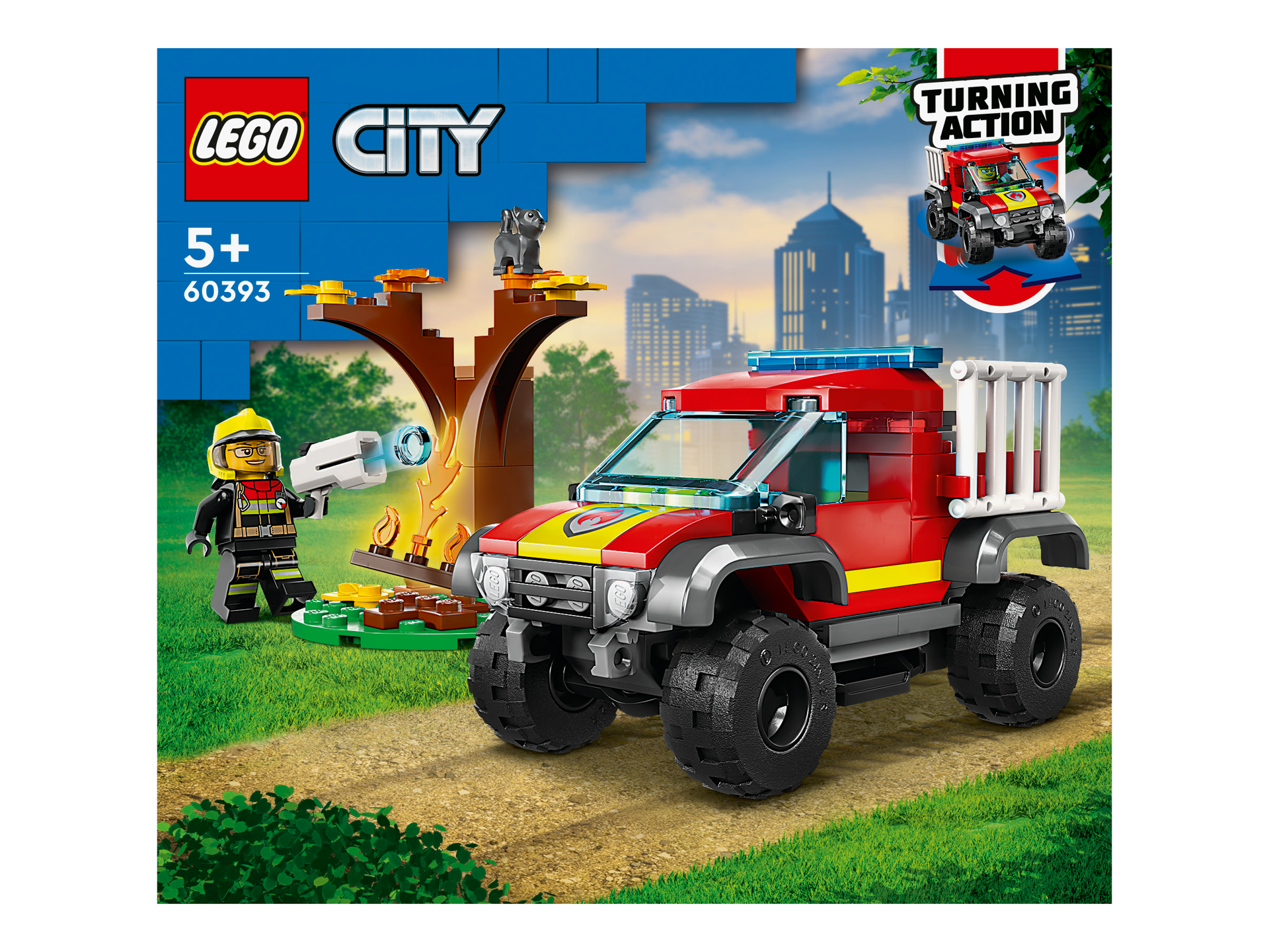 LEGO® City - Salvare cu masina de pompieri 4x4 60393, 97 piese