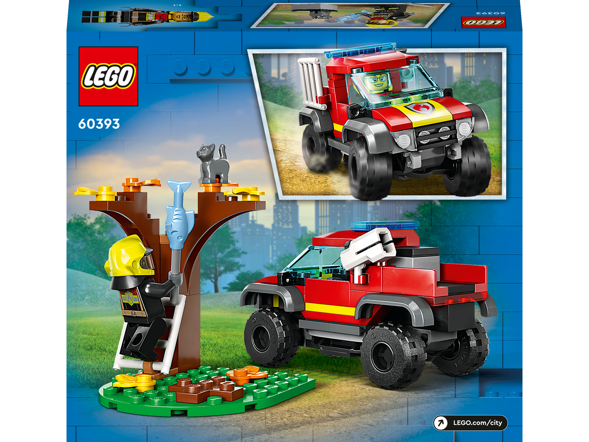 LEGO® City - Salvare cu masina de pompieri 4x4 60393, 97 piese