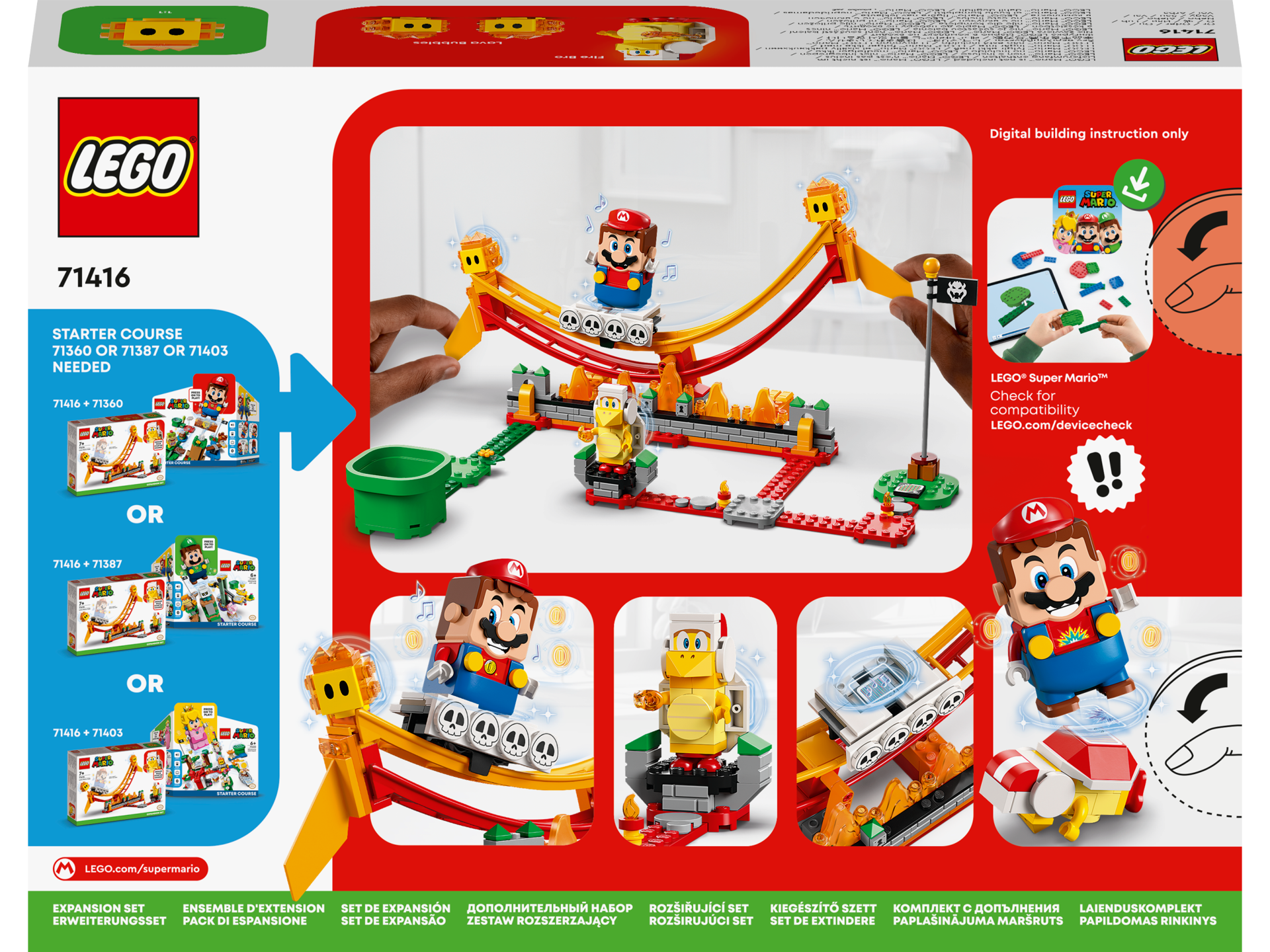 LEGO® Super Mario - Set de extindere Plimbare pe valul de lava 71416, 218 piese