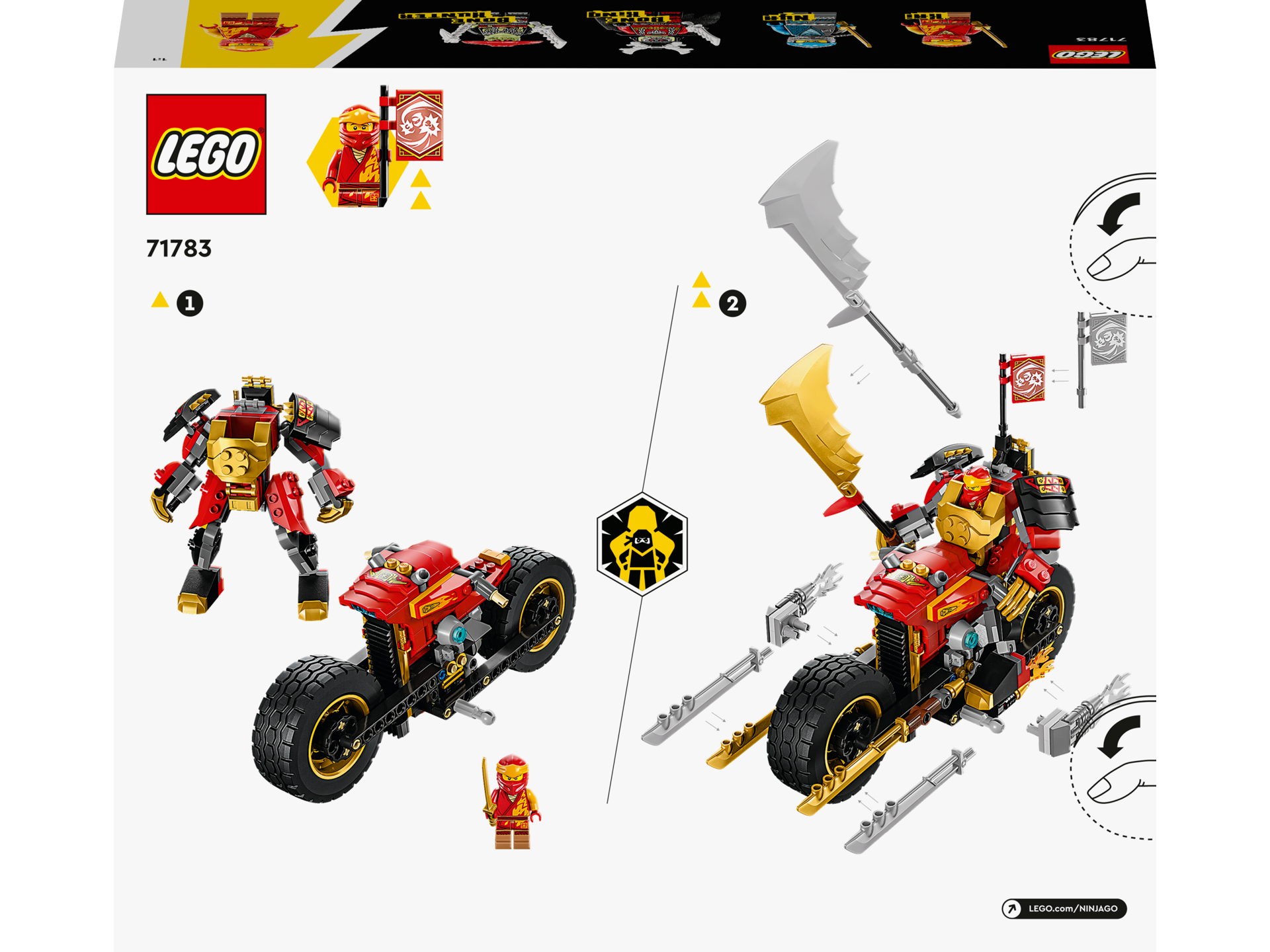 LEGO® Ninjago - Motocicleta robot EVO a lui Kai 71783, 312 piese