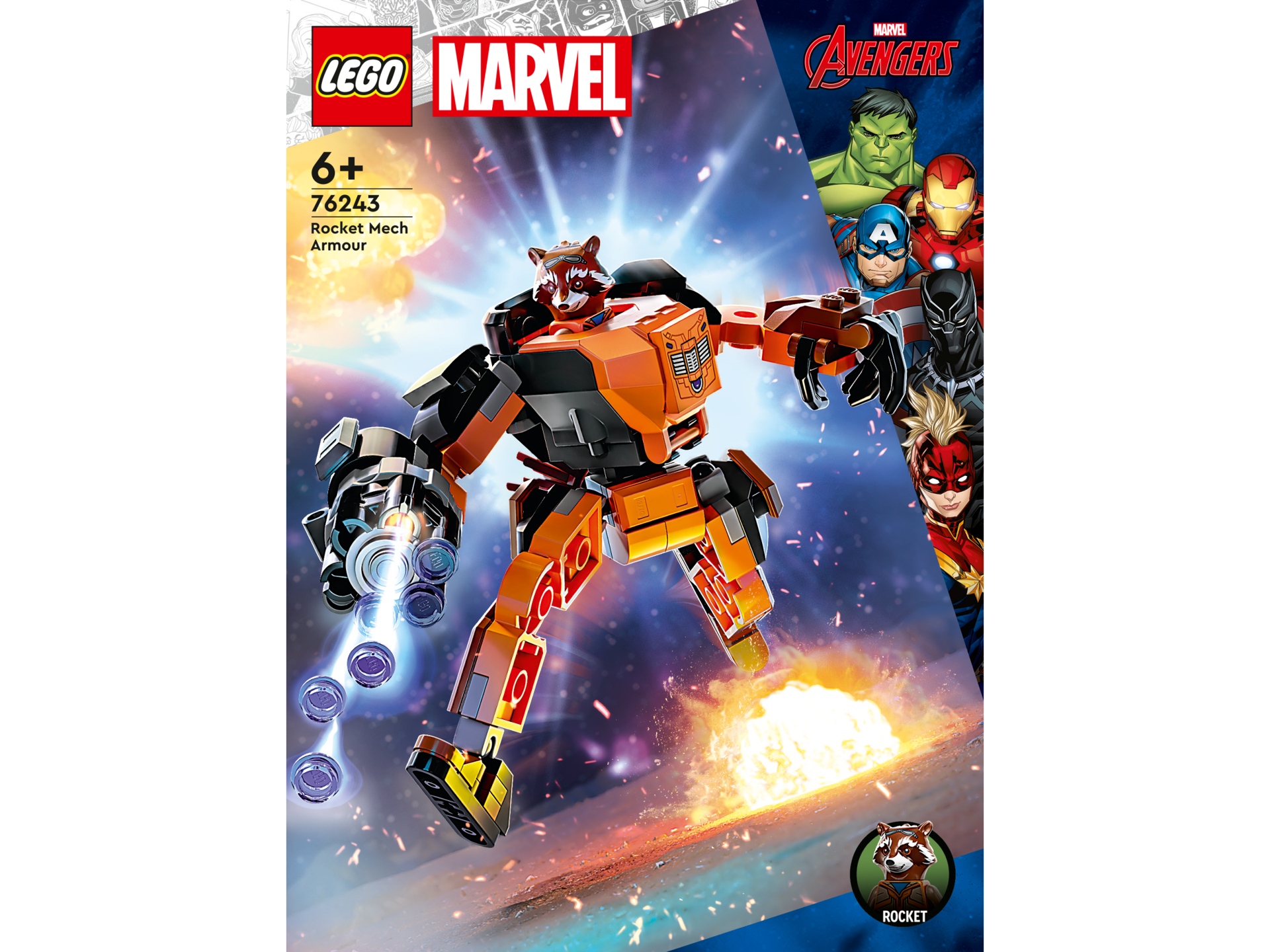 LEGO® Super Heroes - Armura de robot a lui Rocket 76243, 98 piese