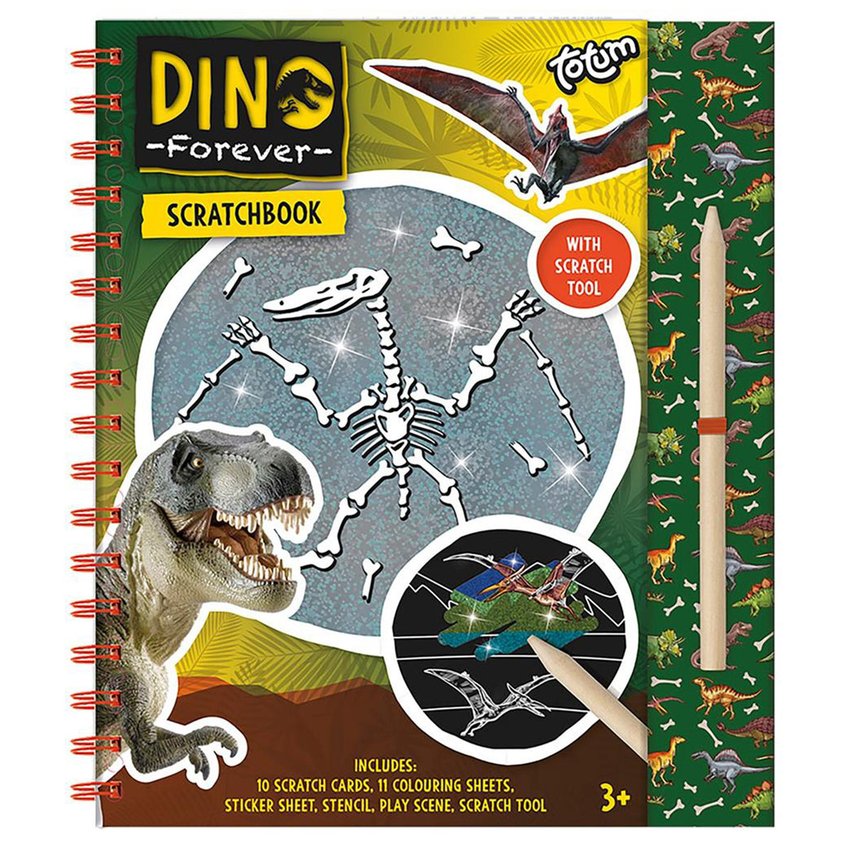 Set scratchbook, Totum, Dinozauri, 25 piese