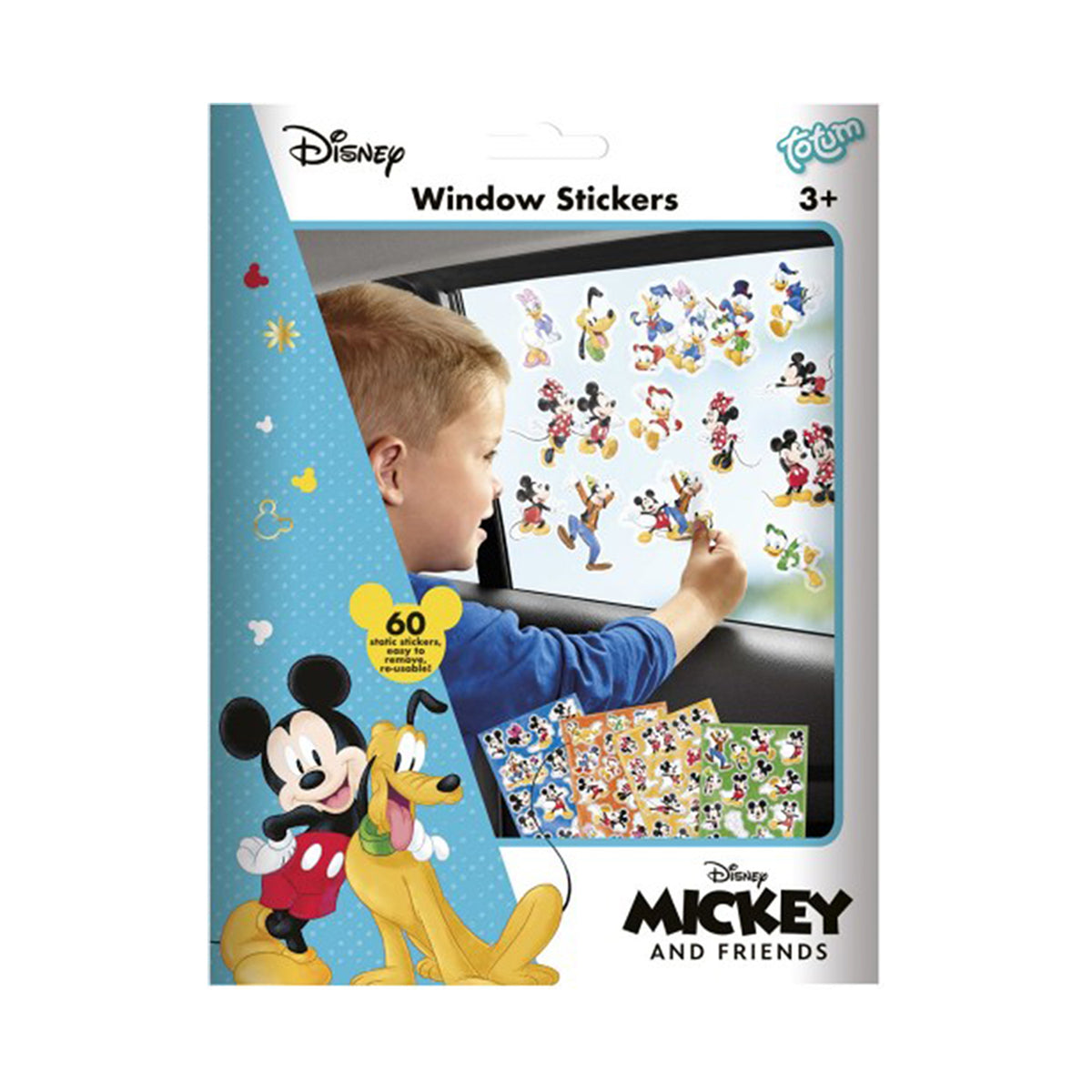 Set autocolante din sticla, Totum, Mickey Mouse, 60 bucati