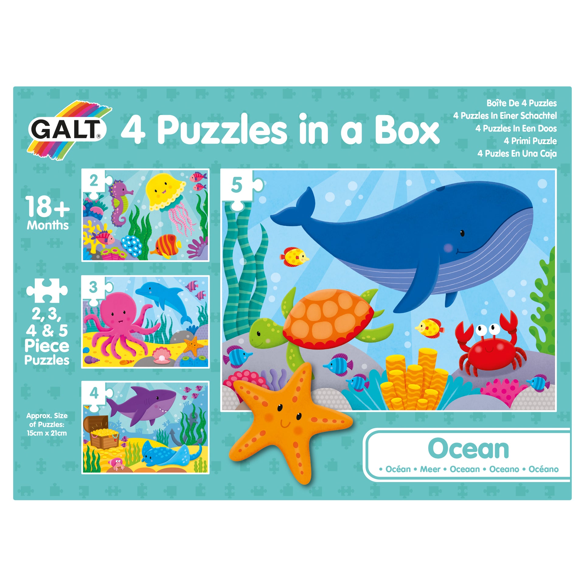 Set puzzle 4 in 1 Galt, Ocean, 2,3,4,5 piese, 1005452