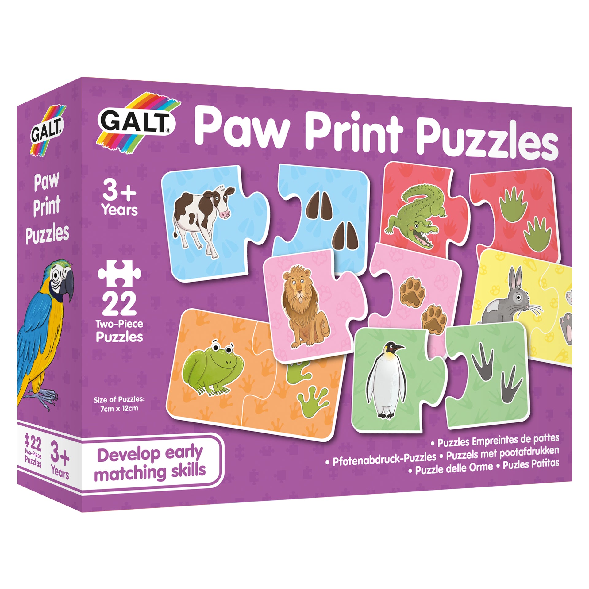 Puzzle Galt 22 piese cu animale si amprenta lor, 1005542