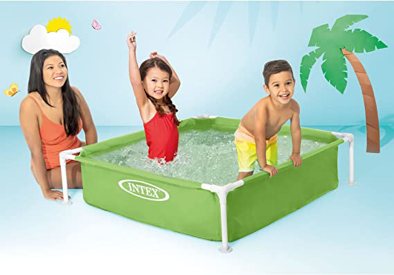 Piscina copii cadru metalic Intex, Verde, 122 x 122 x 30 cm, IX57172