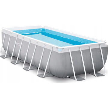 Piscina Intex Prism Frame, pompa de filtrare, scara si prelata protectie incluse, 4.88m x 2.44m x 107cm, IX26792