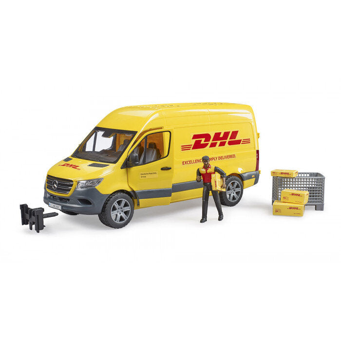 Mercedes benz sprinter DHL Bruder cu sofer si accesorii, 2671