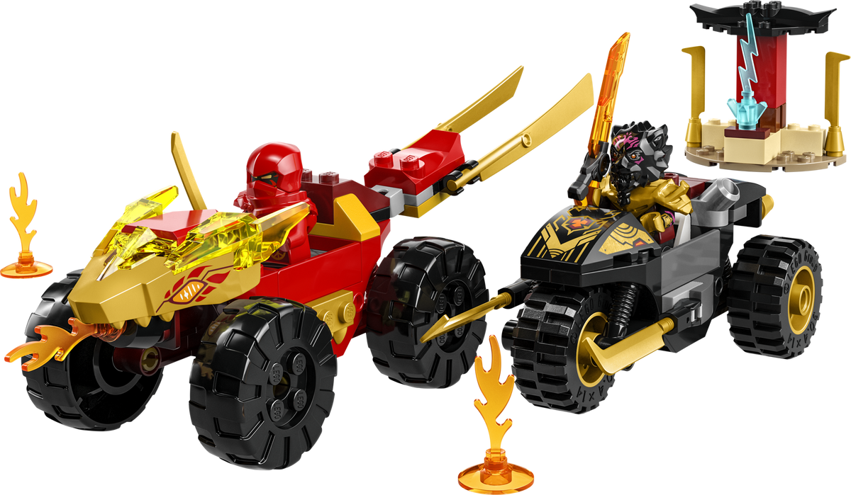 LEGO® Ninjago - Infruntarea dintre Kai in masina si Ras pe motocicleta 71789, 103 piese