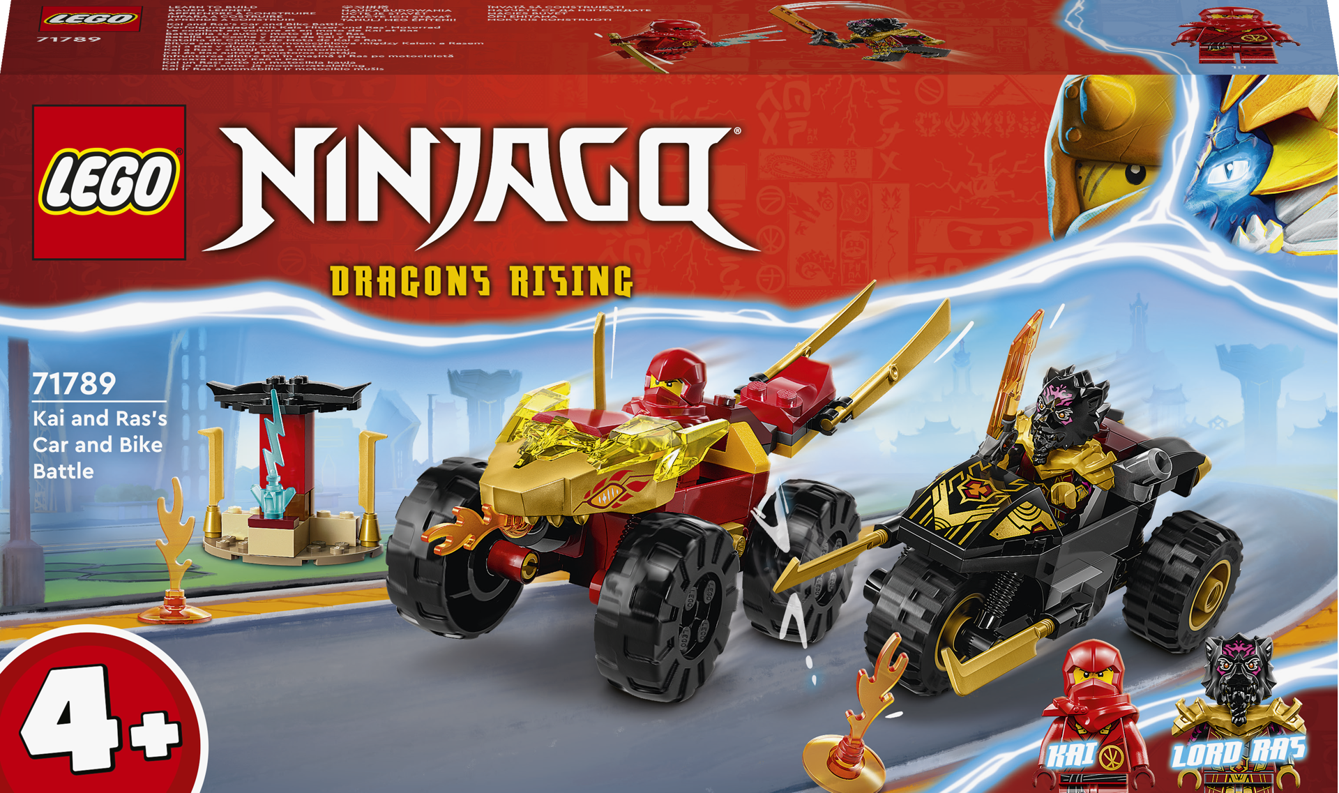 LEGO® Ninjago - Infruntarea dintre Kai in masina si Ras pe motocicleta 71789, 103 piese