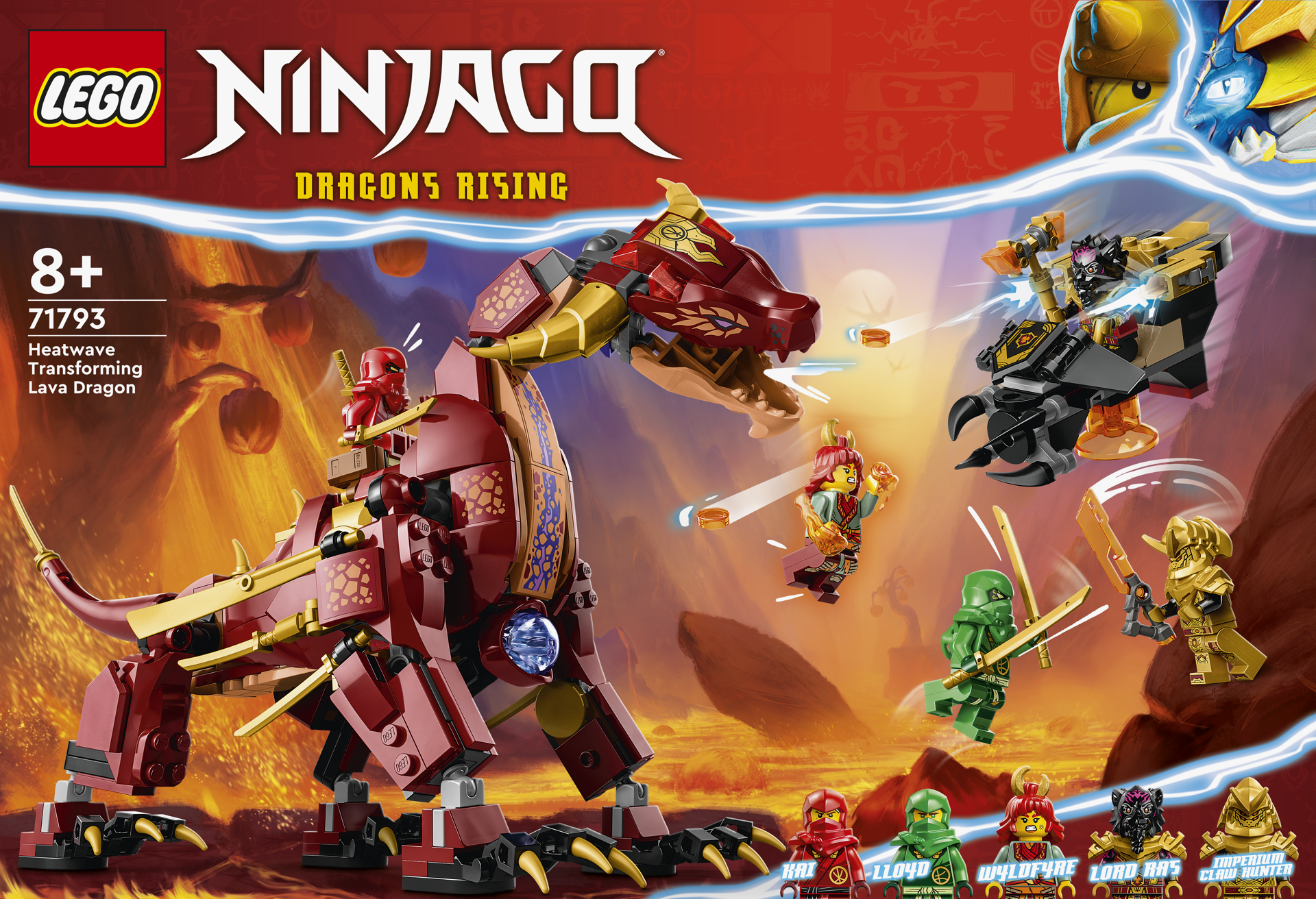 LEGO® Ninjago - Dragonul de lava transformator cu val de caldura 71793, 479 piese