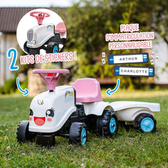 Tractor pentru copii cu remorca, roz, FK 206B