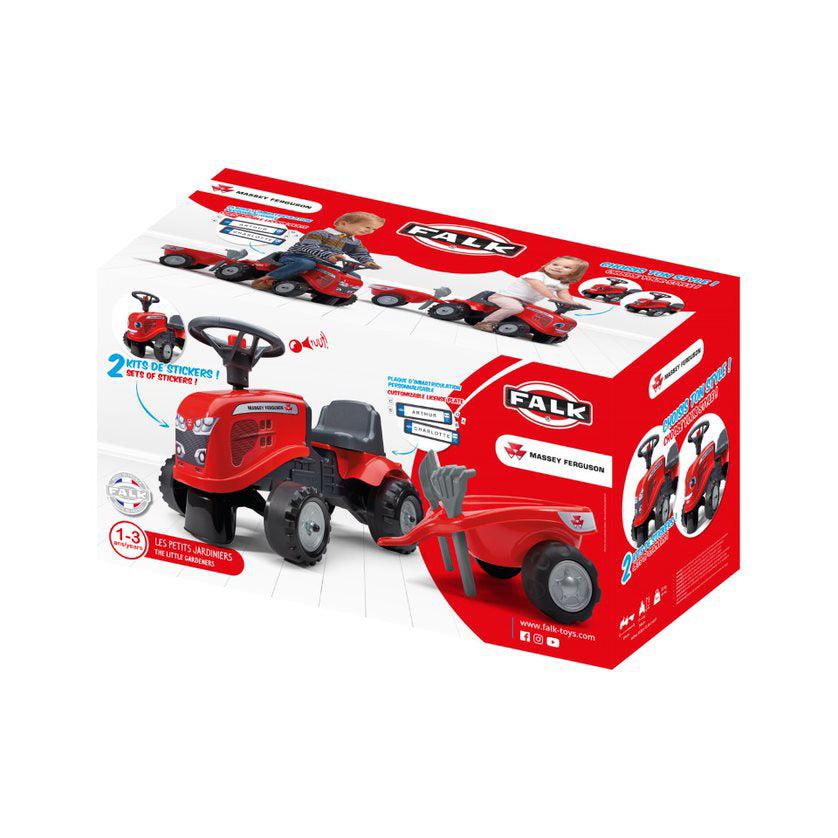 Tractor Massey Ferguson cu remorca, grebla si lopata, rosu, FK 241C