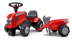 Tractor Massey Ferguson cu remorca, grebla si lopata, rosu, FK 241C