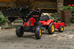 Tractor Falk SuperCharger cu pedale, remorca si cupa frontala, rosu, FK 2030M