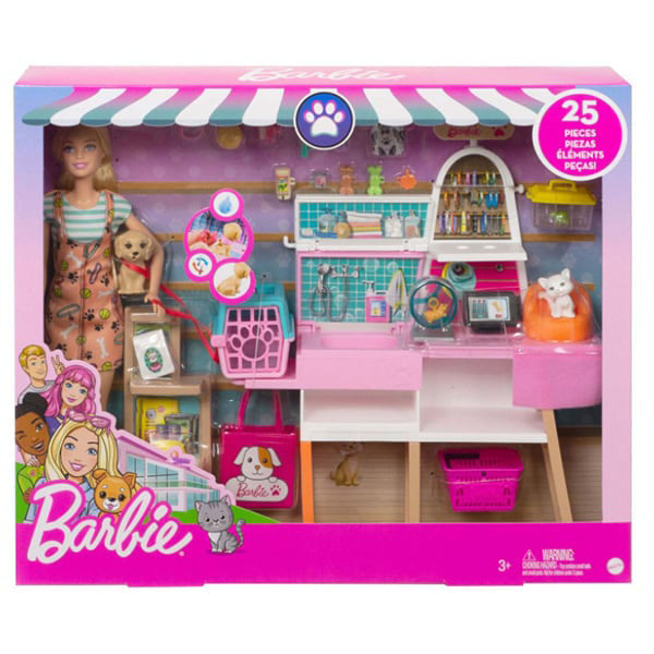 Set de joaca papusa Barbie cu magazin veterinar, MTGRG90