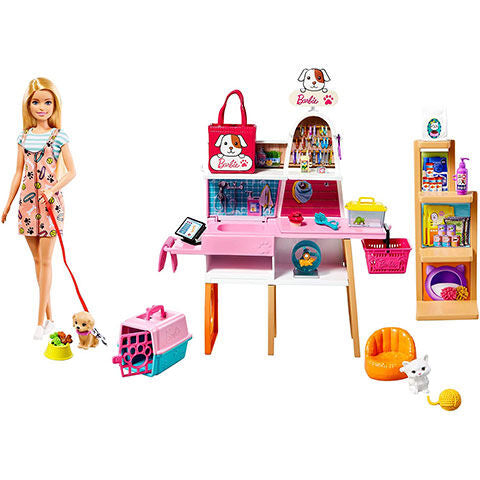 Set de joaca papusa Barbie cu magazin veterinar, MTGRG90