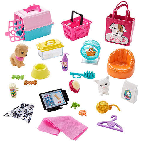 Set de joaca papusa Barbie cu magazin veterinar, MTGRG90