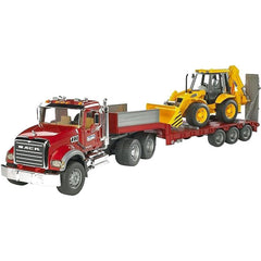Camion MACK Granite cu remorca si tractor JCB 4CX - Bruder 2813