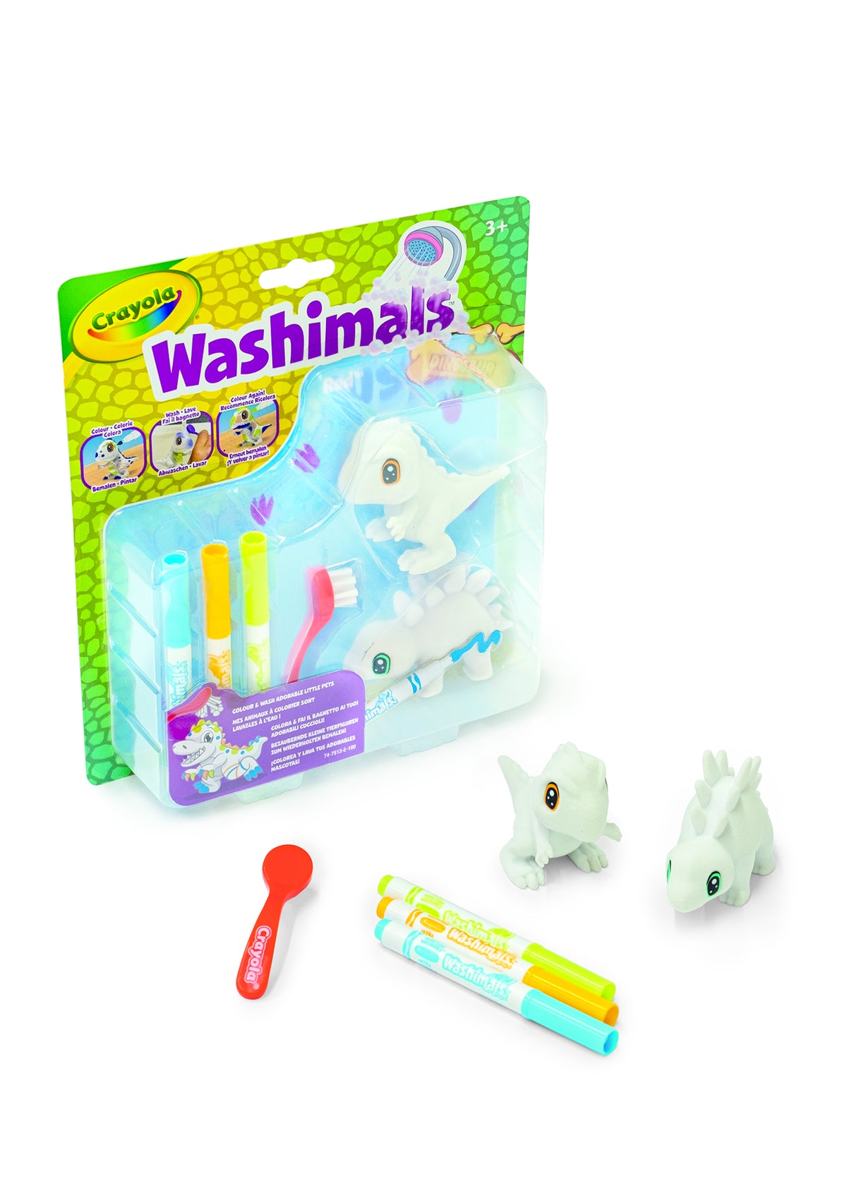 Washimals set 2 bucati dinosauri de colorat lavabile, Crayola 74-7513