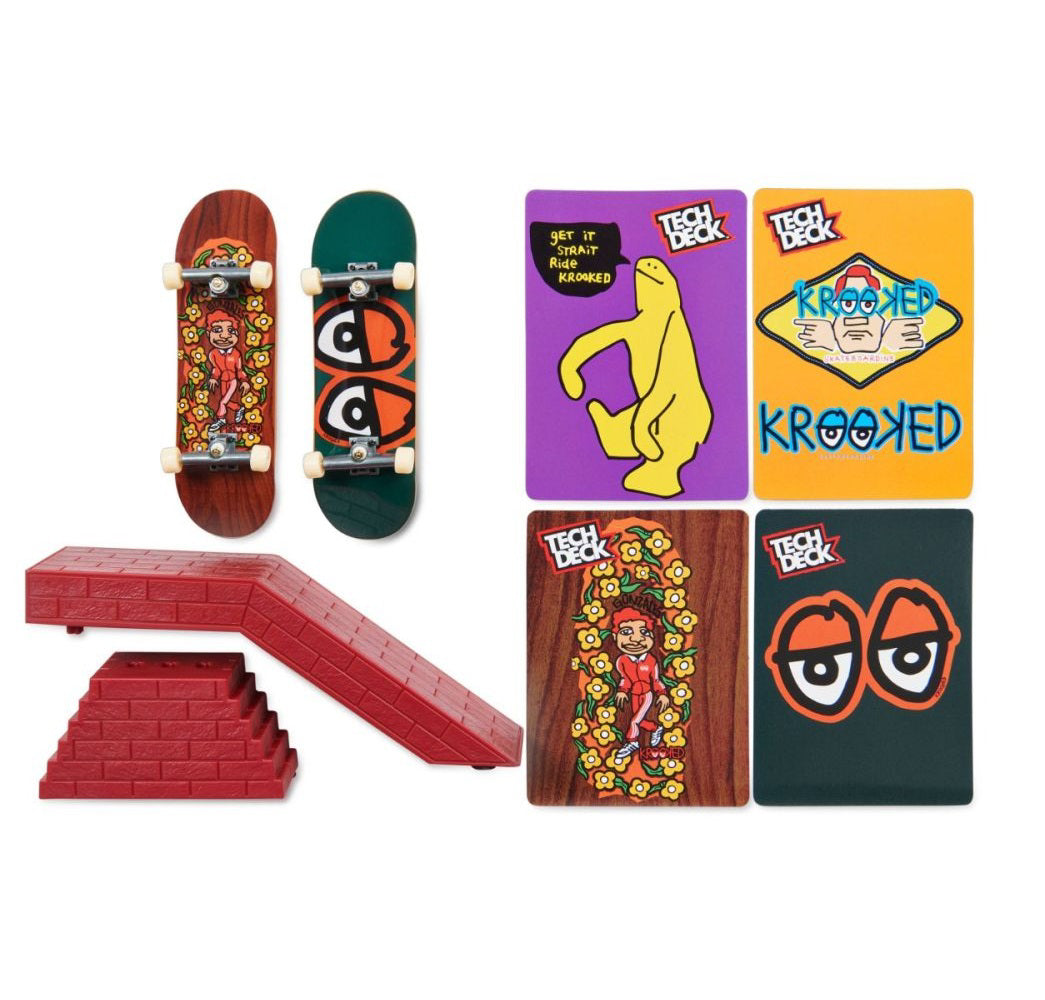 Pachet Tech Deck 2 mini placi cu obstacol, Krooked, SPM 20139400