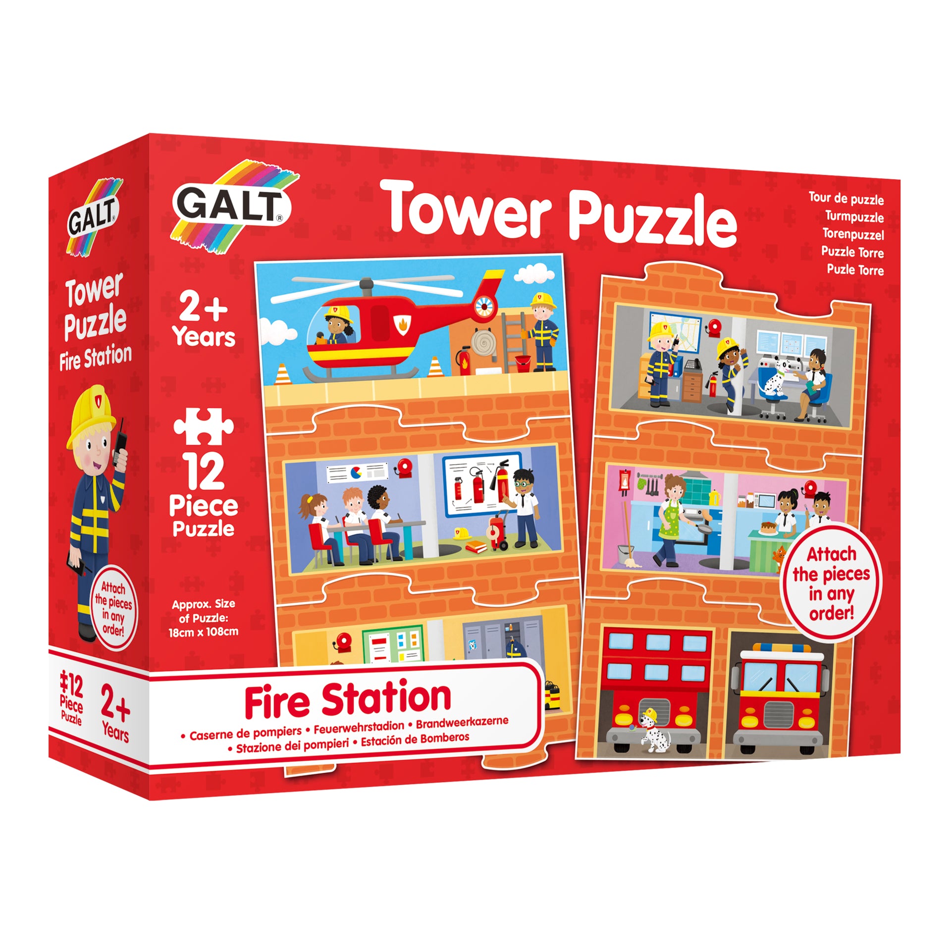 Puzzle turn pompieri Galt, 12 piese extra lungi, JGC1005545