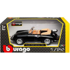 Macheta Masinuta Bburago 1:24 Bijoux Porsche 356B Cabriolet Negru, BB20001B- 22078