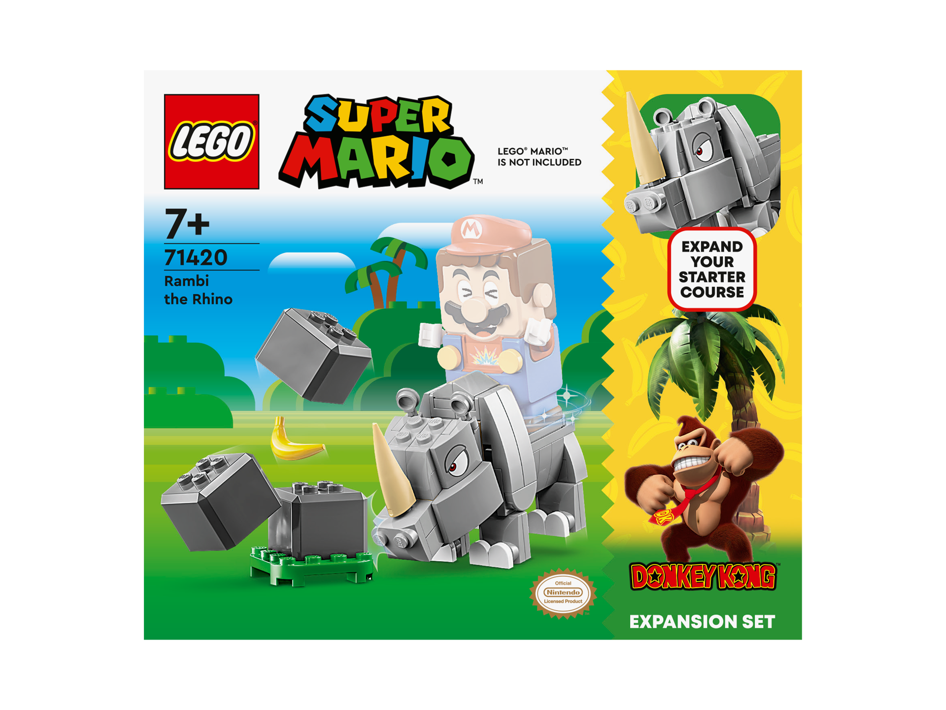 LEGO® Super Mario - Set de extindere - Rinocerul Rambi 71420, 106 piese