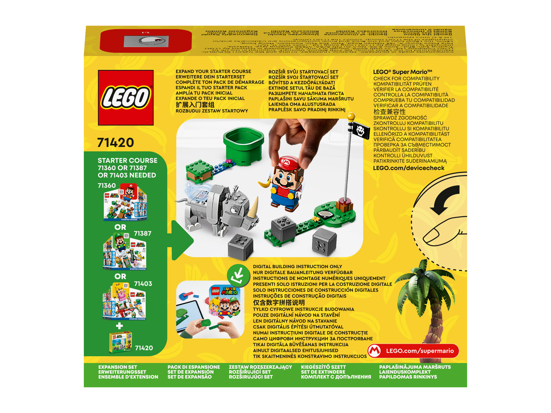 LEGO® Super Mario - Set de extindere - Rinocerul Rambi 71420, 106 piese