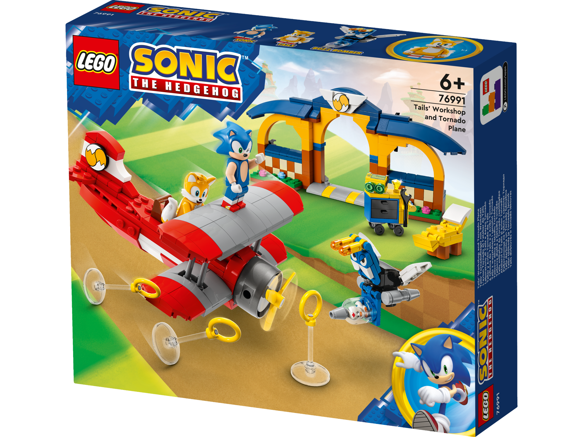 LEGO® Sonic - Atelierul lui Tails si avion Tornado 76991, 376 piese