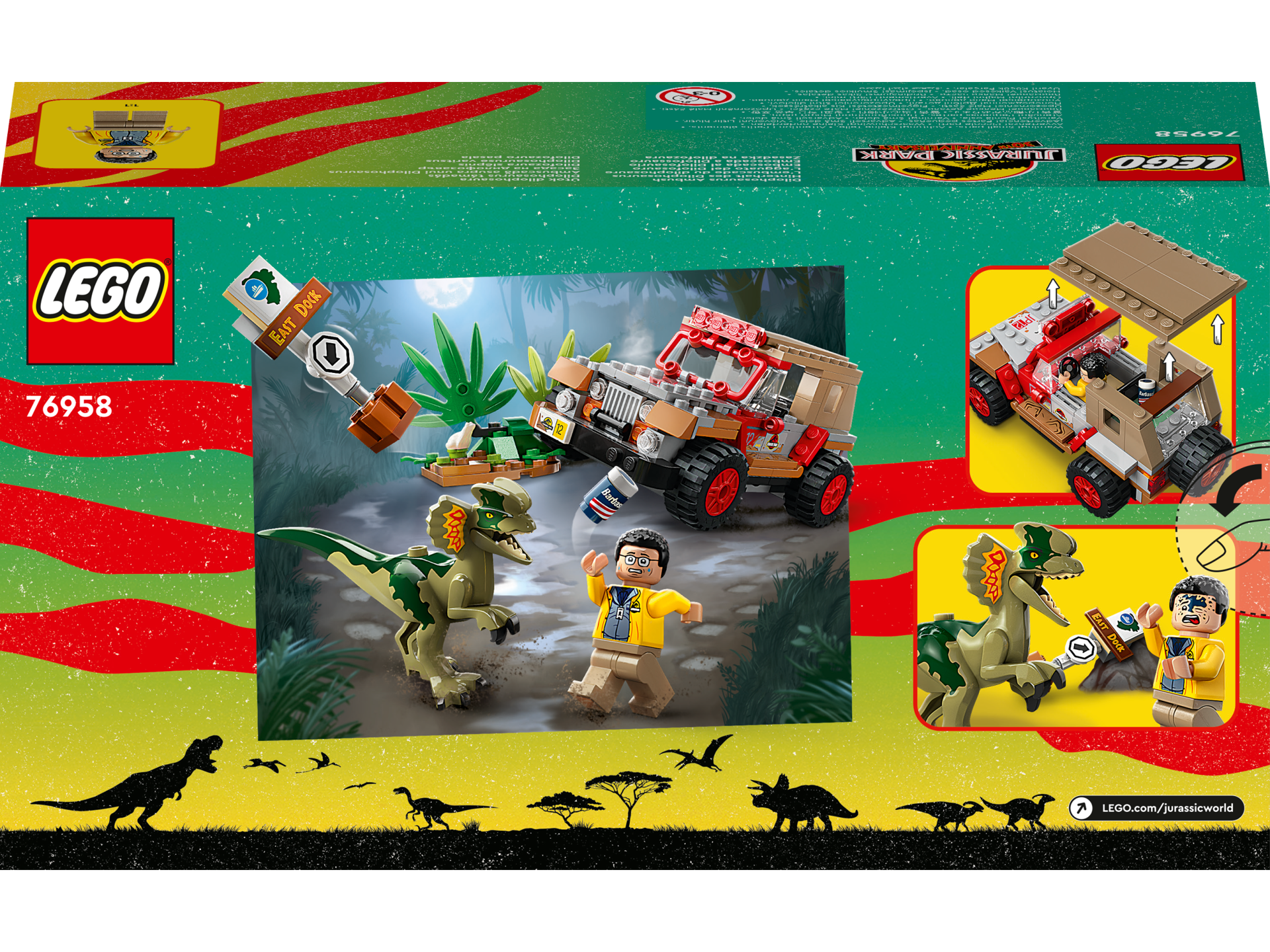 LEGO® Jurassic World - Ambuscada asupra unui Dilophosaurus 76958, 211 piese