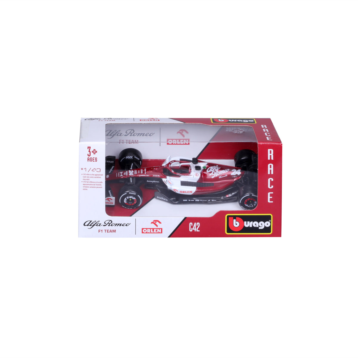 Macheta masinuta Bburago 1:43 F1  Alfa Romeo C42 Orlen  Zhou Guanyu #24, 18-38167-38067