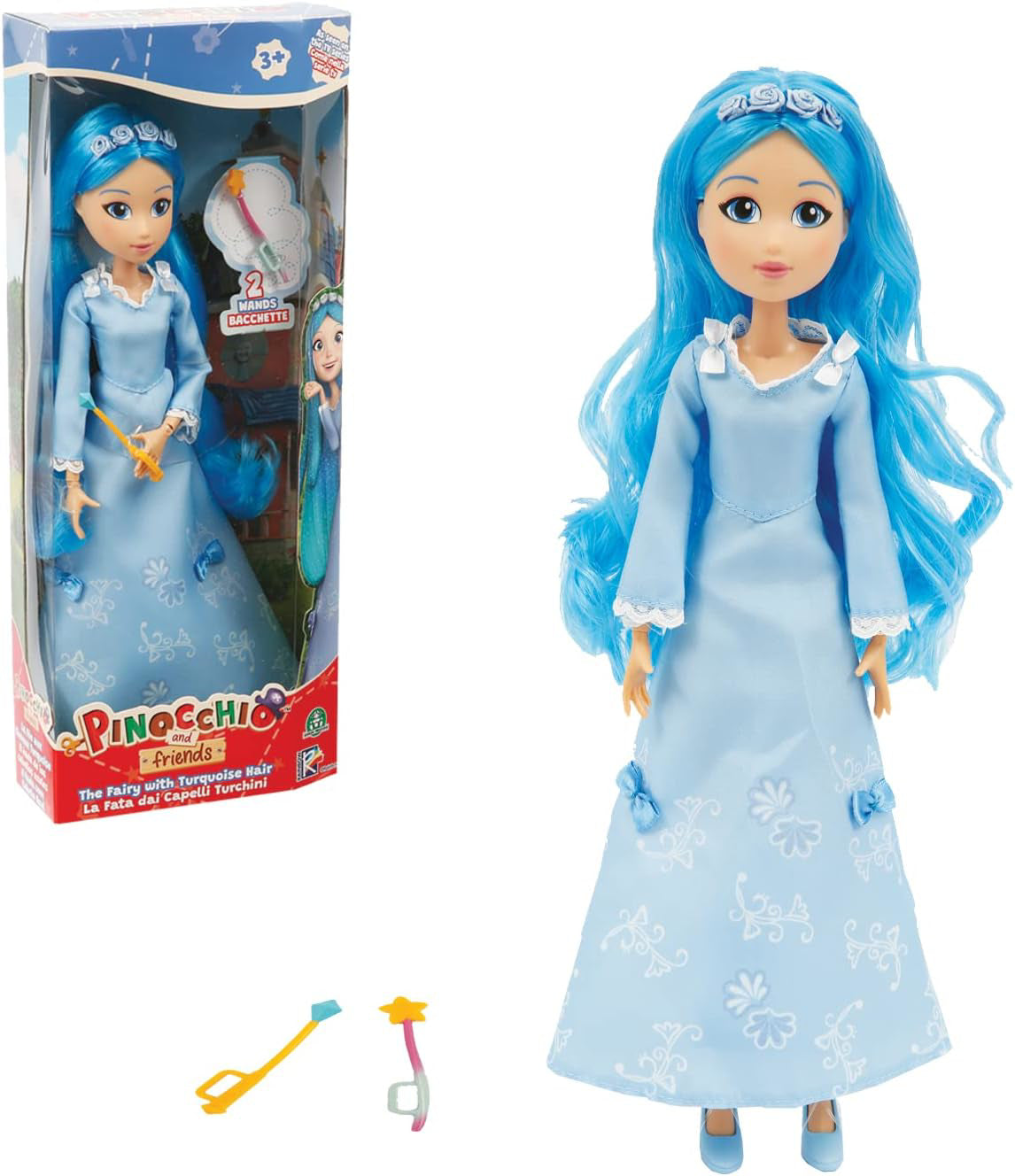 Papusa Pinocchio si Prietenii Zana cu parul Turcoaz Fashion Doll, PNH07000