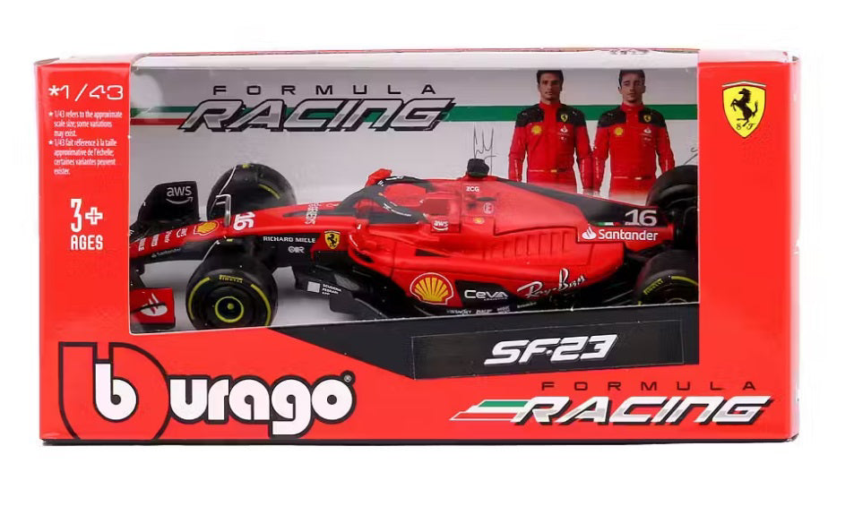 Macheta Masinuta Bburago 1:43 Ferrari Reacing WB2023 #16 Charles Leclerc, BB36820-36836-16