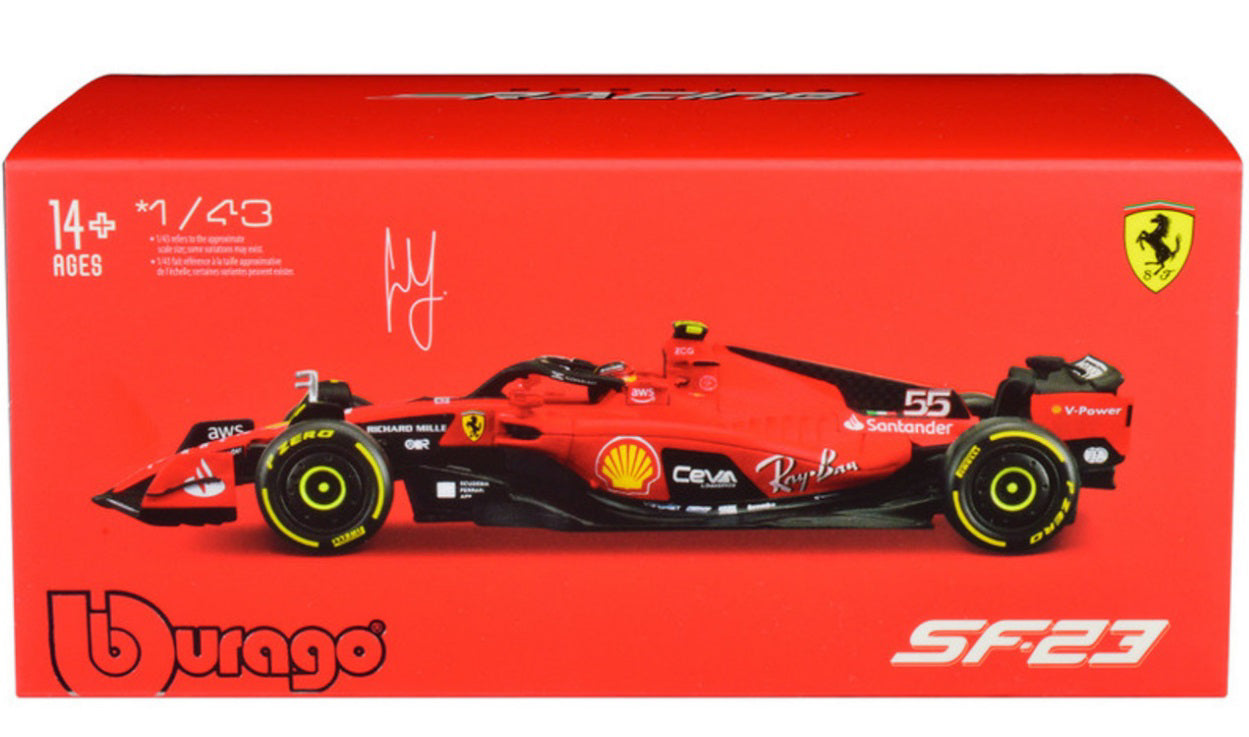 Macheta masinuta de colectie Bburago 1/43 F1 Formula Racing Ferrari SF23 Team #55 C. Sainz 36835/55