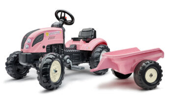 Tractor Falk pentru copii cu remorca, roz, FK 2056L