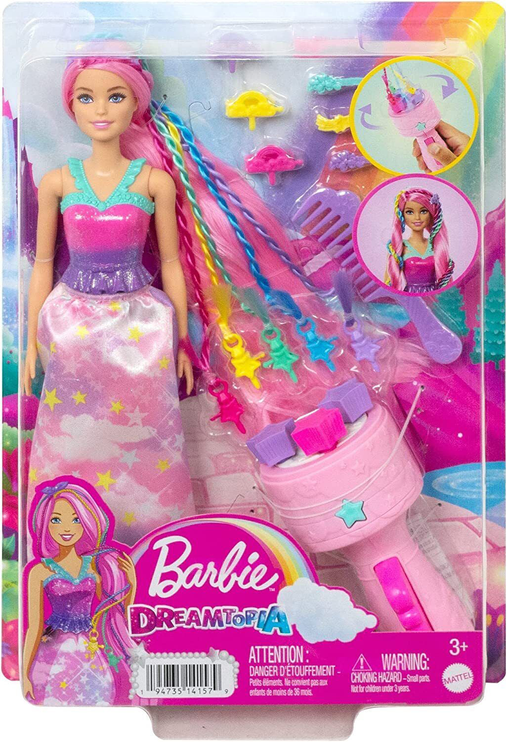 Papusa Barbie Dreamtopia - Twist and style, cu accesorii pentru impletituri