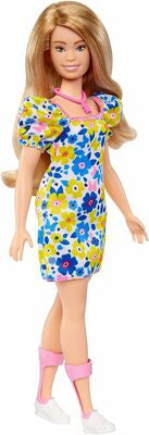 Papusa Barbie Fashionistas, cu sindromul Down si rochie inflorata, 27 cm