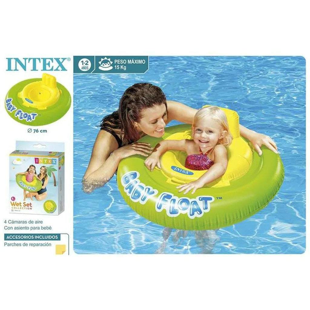 Colac de Inot Intex Galben/Verde pentru Bebelusi 76 cm, 56588EU