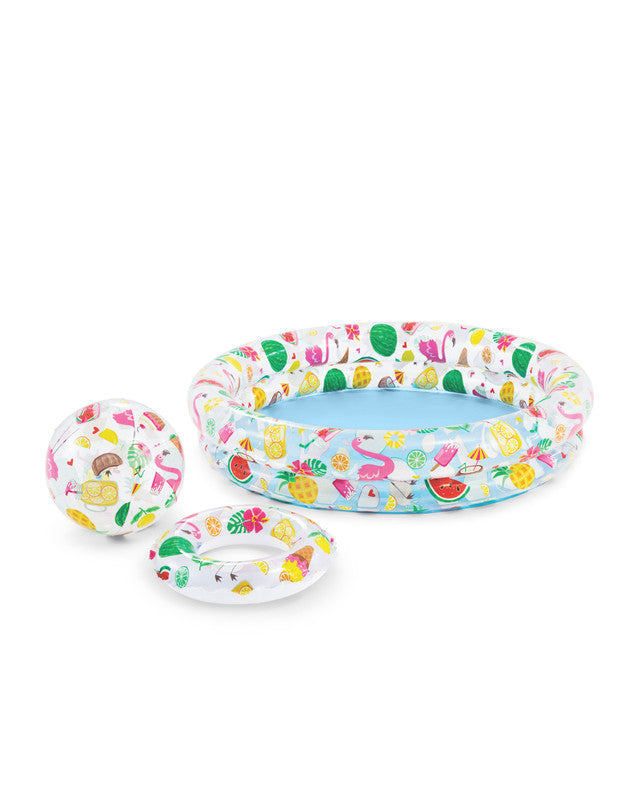 Set Intex Piscina Gonflabila So Fruity, cu Minge si Colac 122 x 25 cm, 59460NP