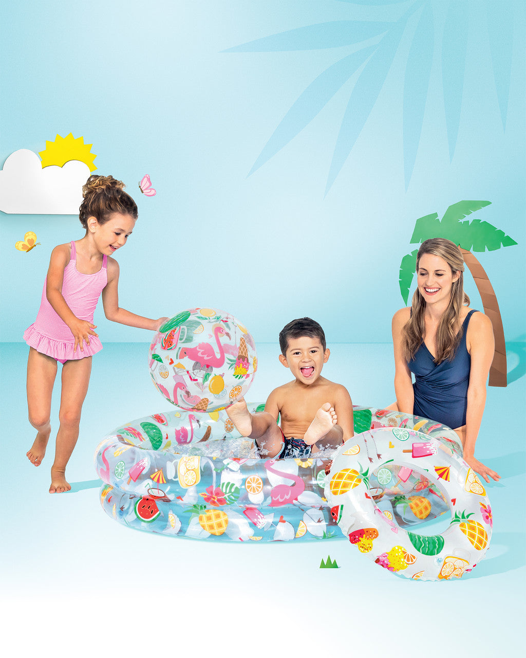 Set Intex Piscina Gonflabila So Fruity, cu Minge si Colac 122 x 25 cm, 59460NP