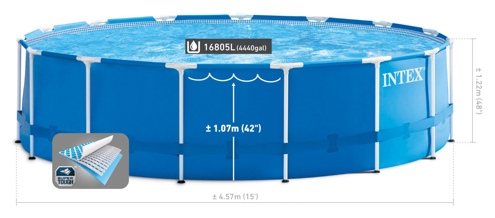 Set Piscina cu Cadru Metalic Intex 457x122 cm, 28242