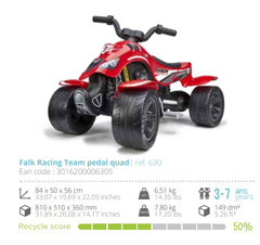 Quad Falk cu pedale Racing Team, rosu, FK 630