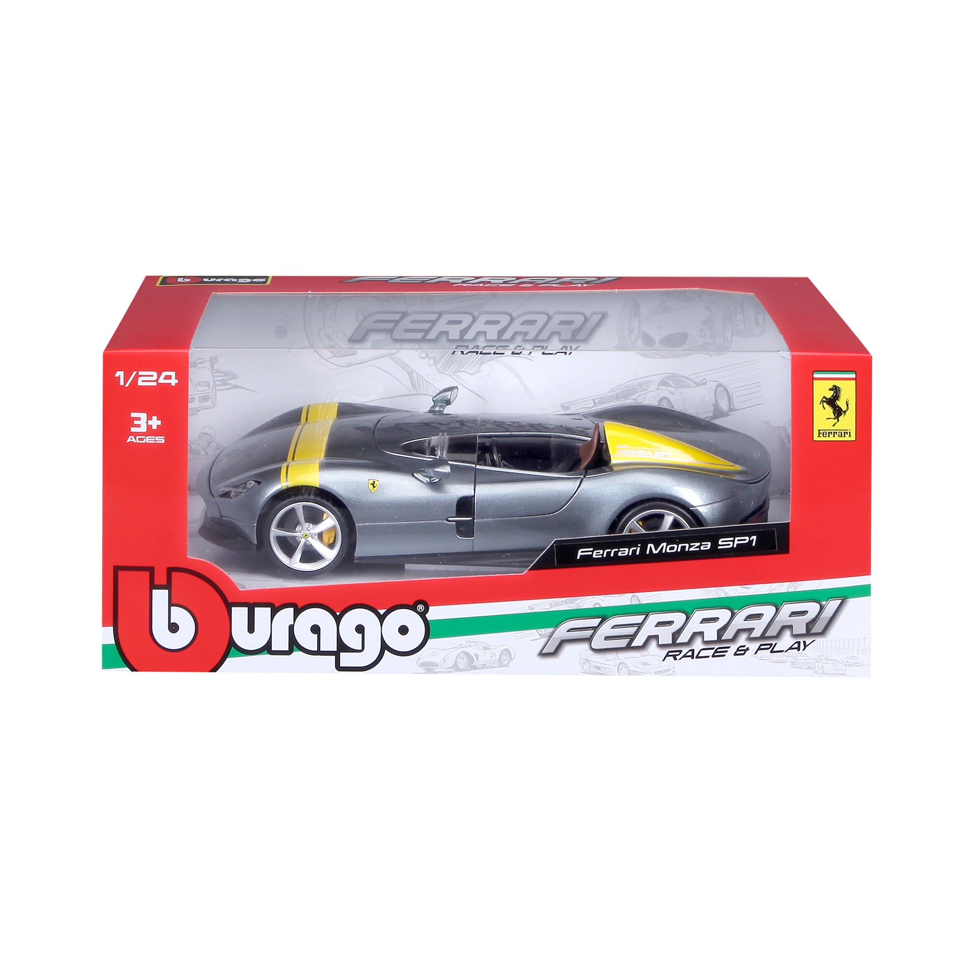 Macheta Masinuta Bburago 1:24 Ferrari Monza SP1 Argintiu, BB26000-26027ARGINTIU