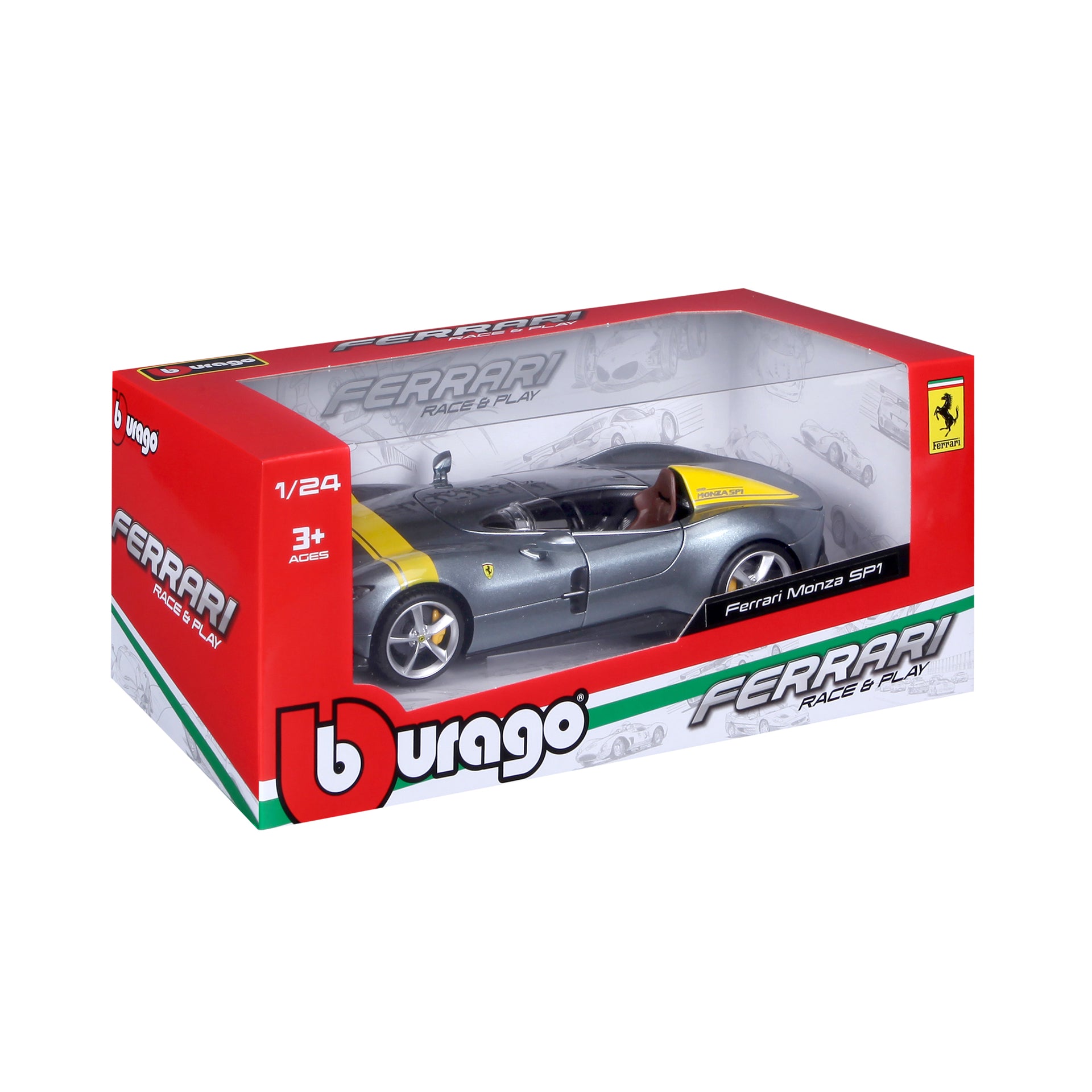 Macheta Masinuta Bburago 1:24 Ferrari Monza SP1 Argintiu, BB26000-26027ARGINTIU