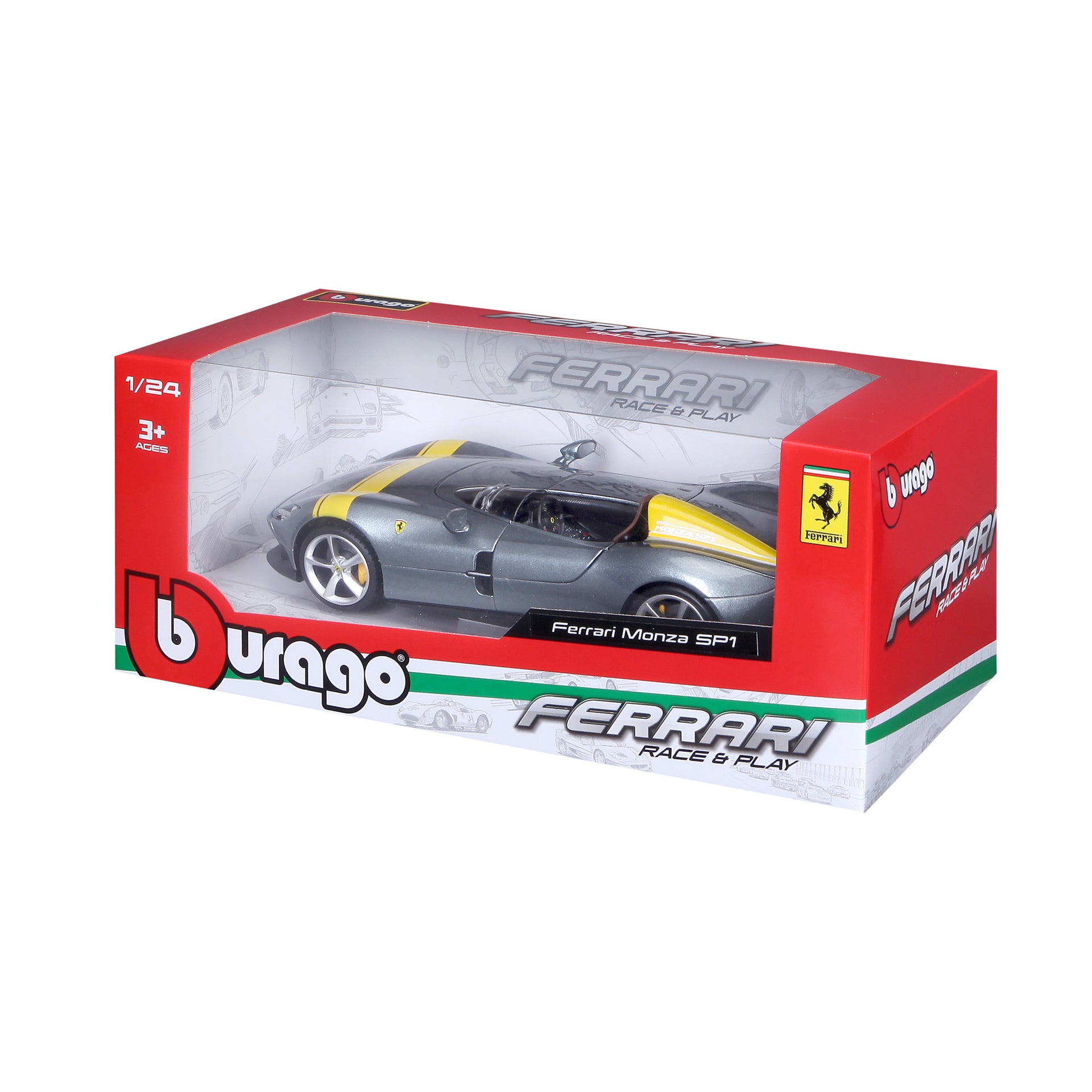 Macheta Masinuta Bburago 1:24 Ferrari Monza SP1 Argintiu, BB26000-26027ARGINTIU