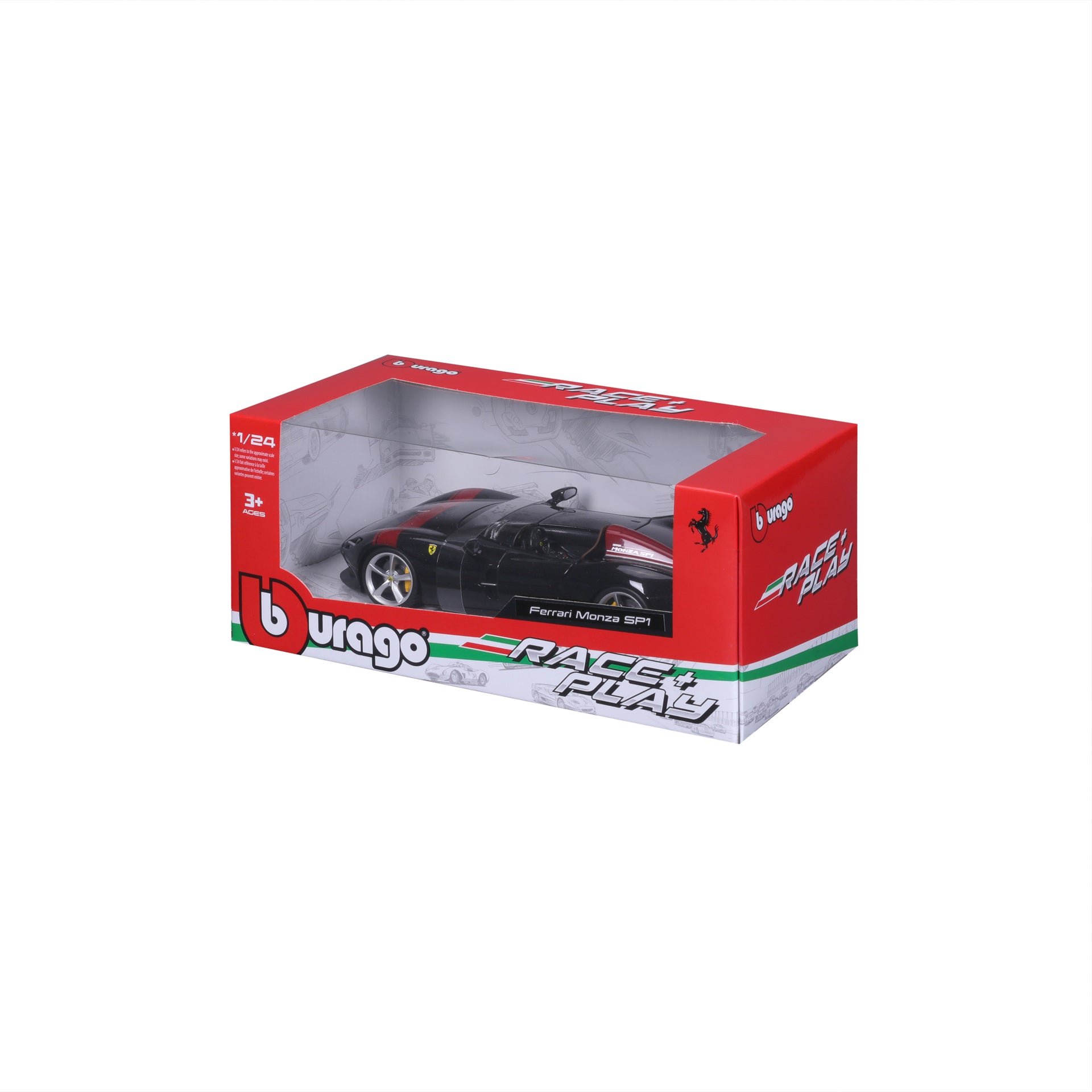 Macheta Masinuta Bburago 1:24 Ferrari Monza SP1 Negru/Rosu, BB26000-26027NEGRUROSU